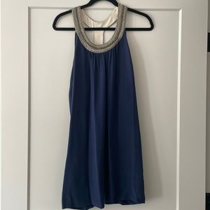 Joie Asela Embellished Silk dress, dark navy, XS